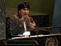 Bolivian president Evo Morales holds a coca leaf as he addresses the 61st session of the U.N. General Assembly at the United Nations headquarters, Tuesday, Sept. 19, 2006